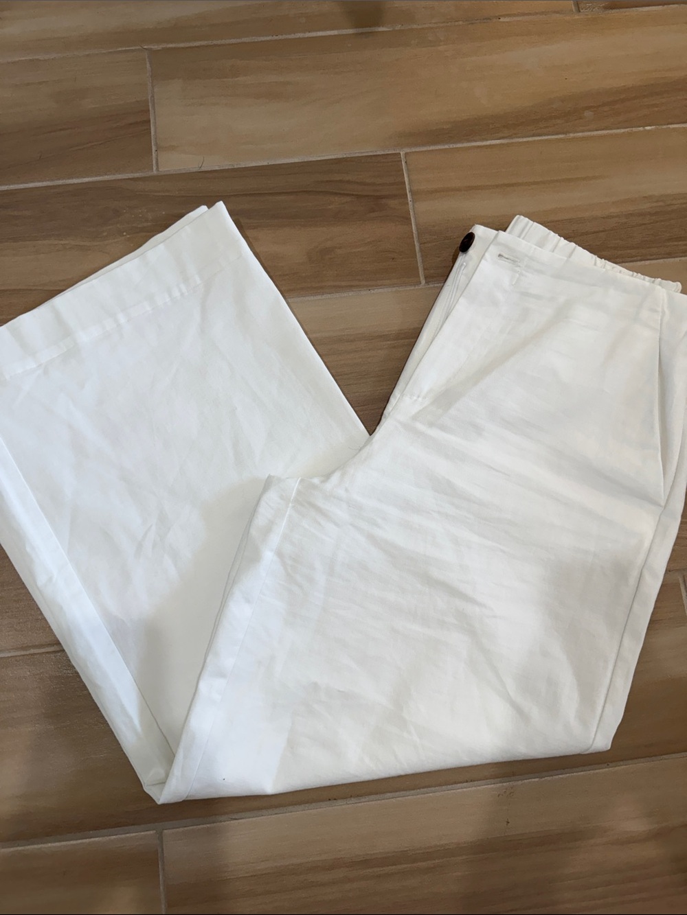 a new day White cotton/rayon high waist wide leg pants